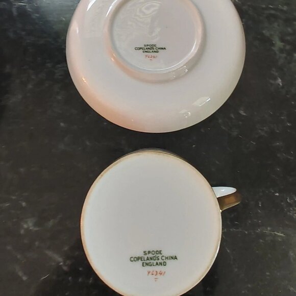 1941 Copeland Spode Custom Made Porcelain Demi-Tasse Pink Green Tea Set - Picture 10 of 16